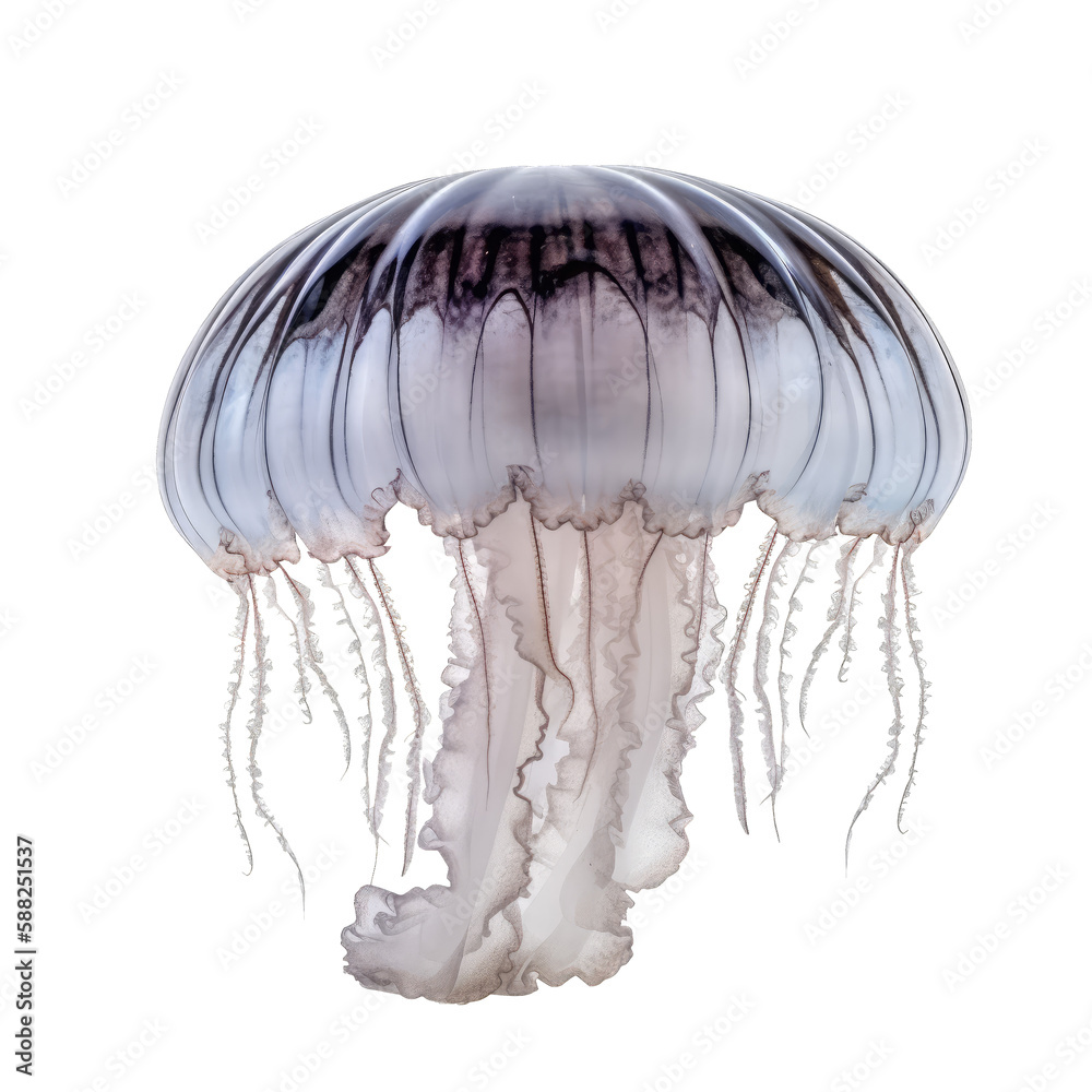 jelly fish , isolated on transparent background cutout , generative ai