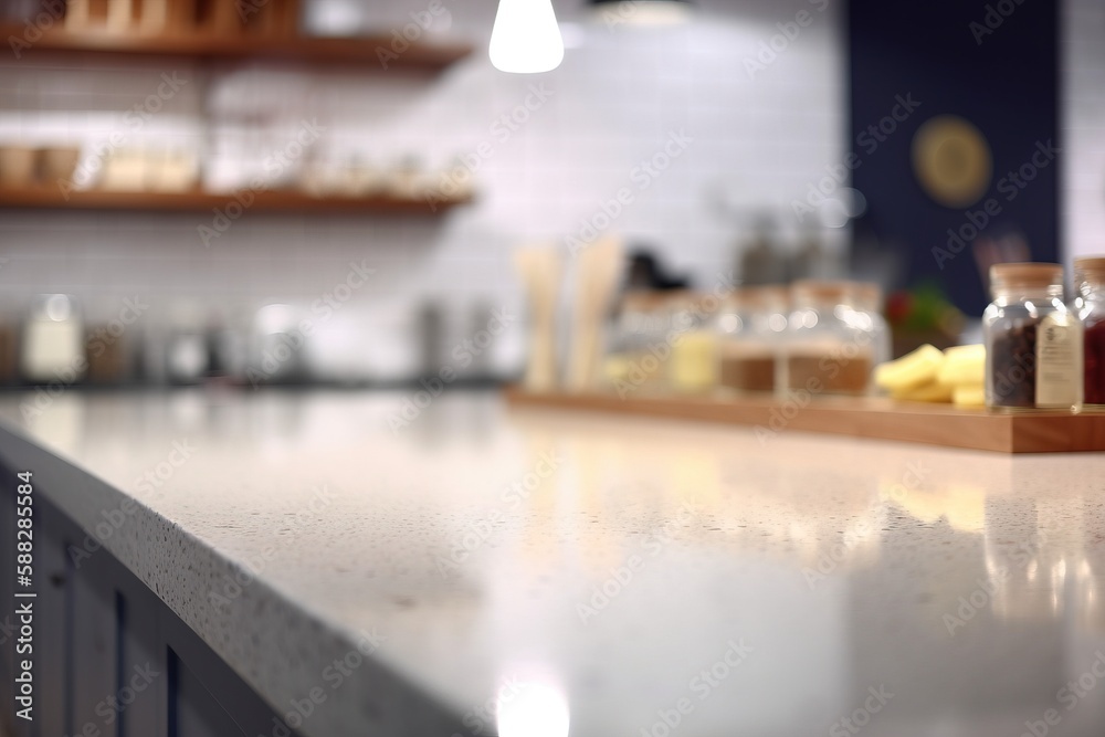  a counter top in a kitchen with jars of liquid on it and a tray of food on the counter top in the b