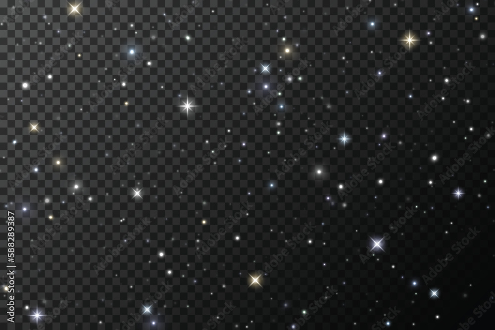 Luminous sparkles stars background. Vector