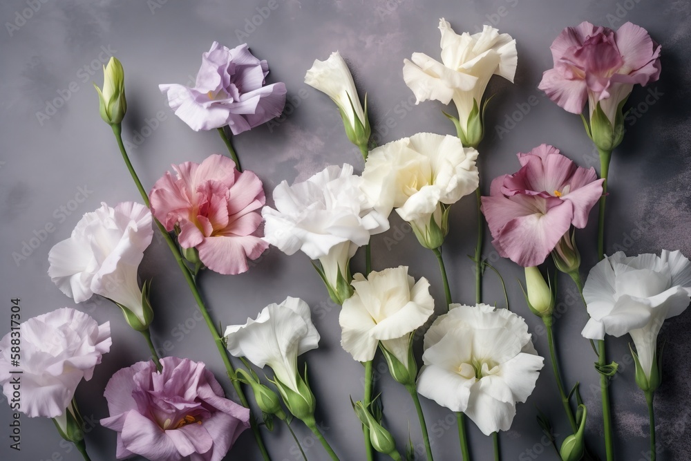  a bunch of flowers that are sitting on a table with one flower in the middle of the picture and one