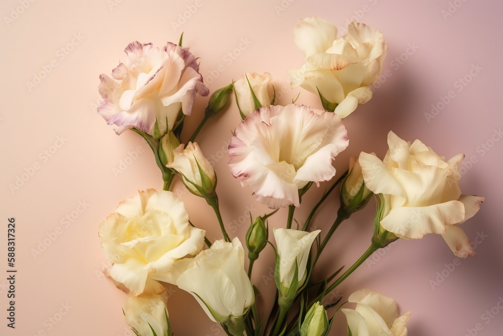  a bunch of white and pink flowers on a pink background with space for text on the bottom of the pic