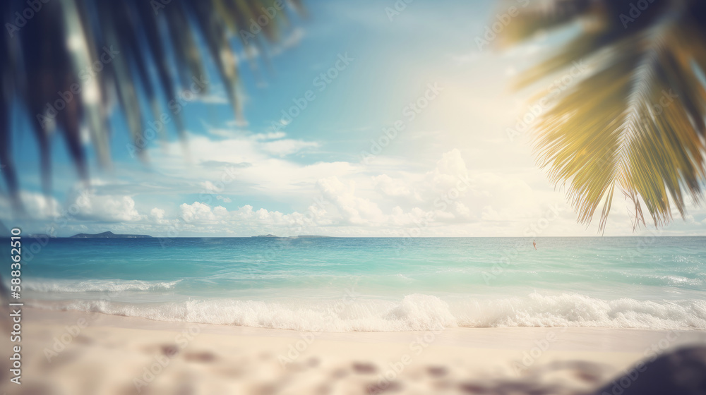 Summer tropical background. Illustration AI Generative.