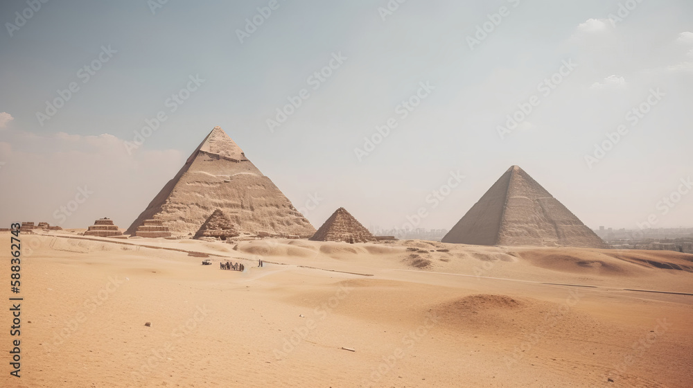 Egyptian pyramids background Illustration AI Generative.