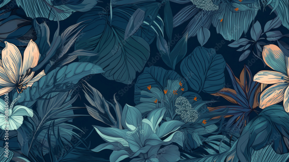 Natural floral background. Illustration AI Generative.