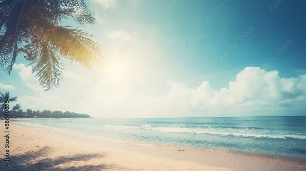 Summer tropical background. Illustration AI Generative.