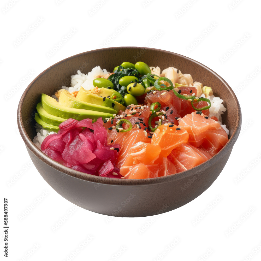 Poke bowl isolated  Illustration AI Generative