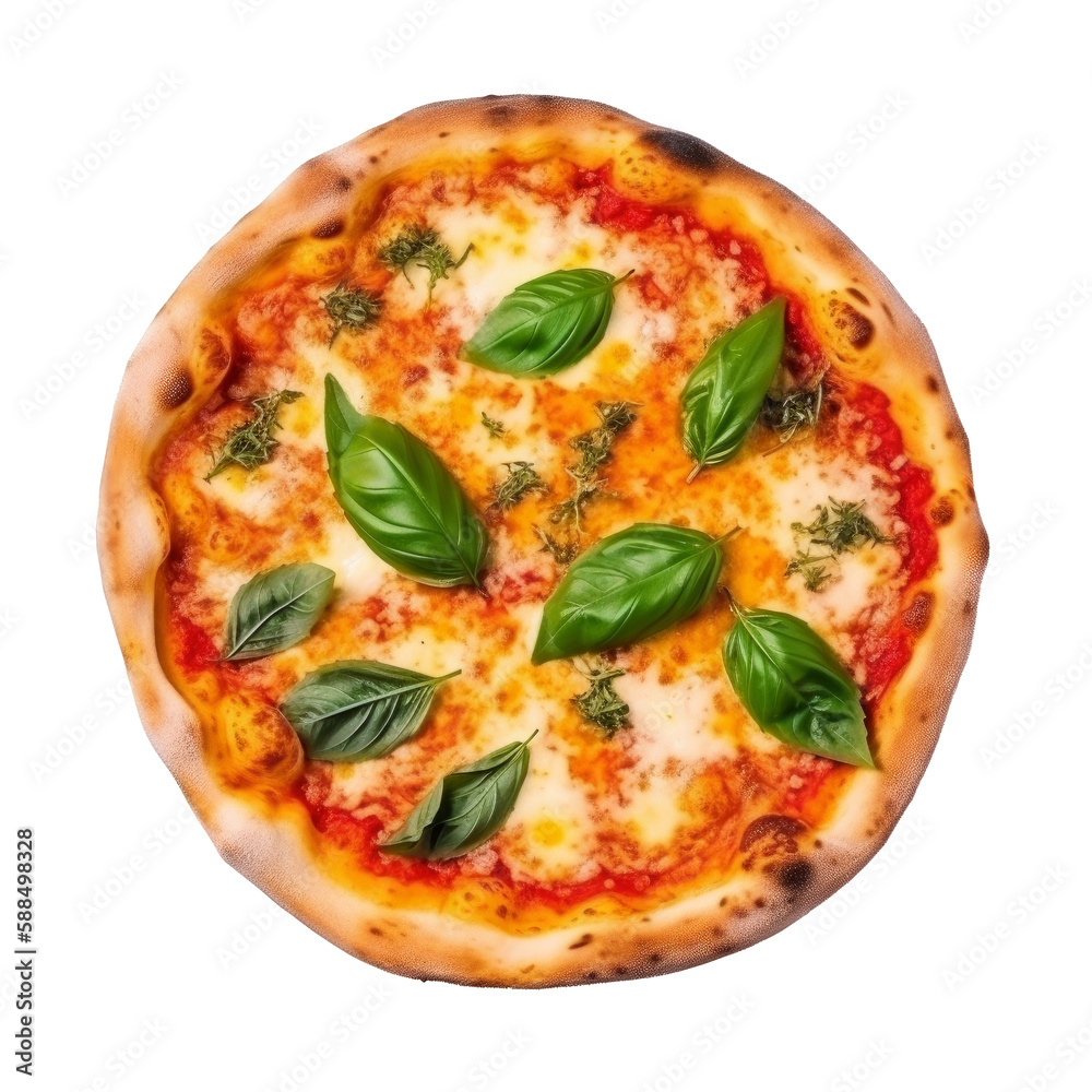 Hot pizza isolated. Illustration AI Generative.