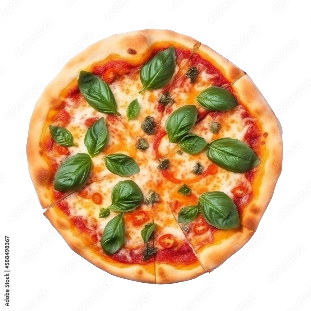 Hot pizza isolated. Illustration AI Generative.