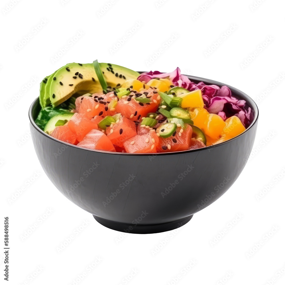 Poke bowl isolated  Illustration AI Generative