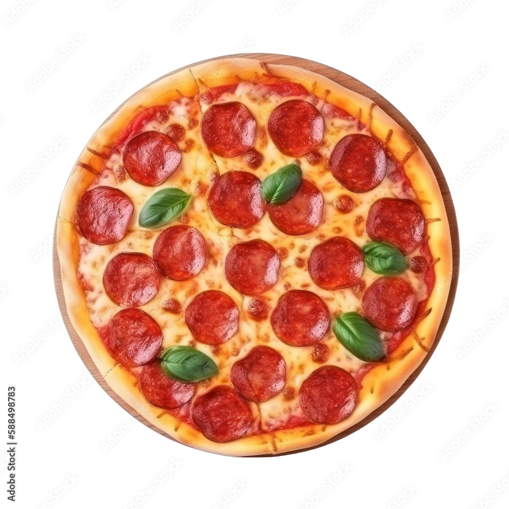 Hot pizza isolated. Illustration AI Generative.