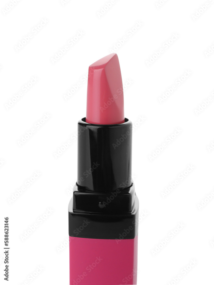 Pink lipstick on white background