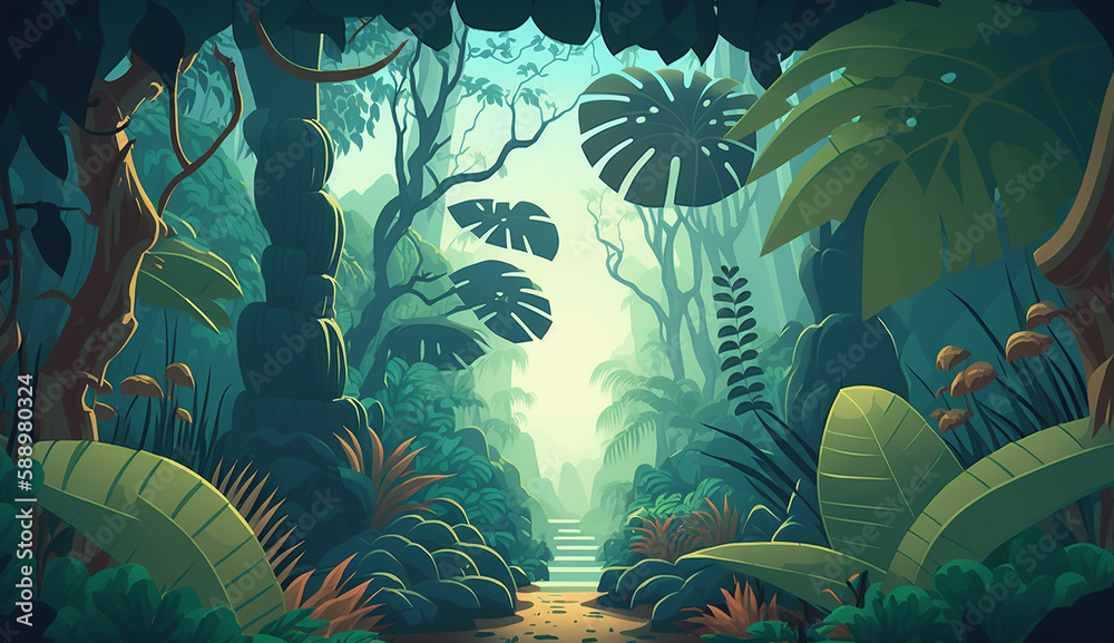 Jungle Adventure An Illustration of a Summer. Generative AI