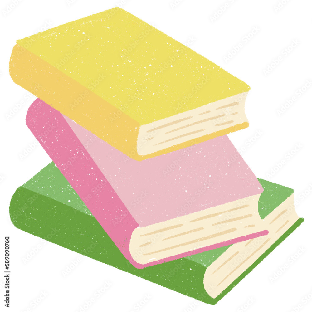 Book cartoon pastel painting