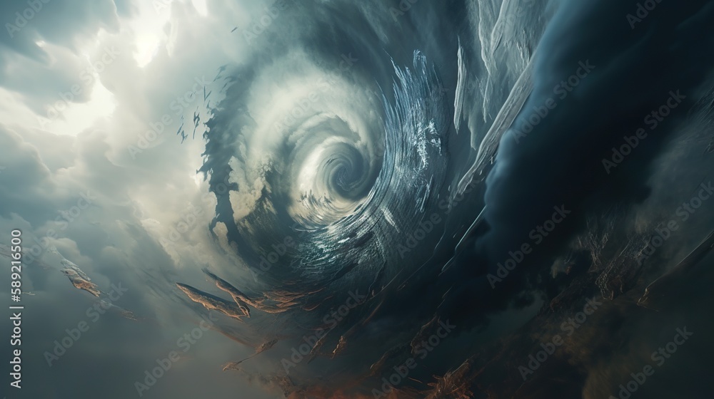 Dramatic vortex of clouds or smoke background. Vapor swirls. Generative AI