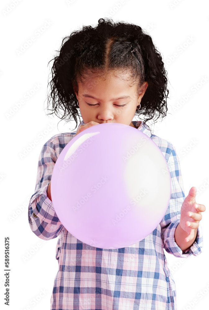 Biracial child posing, enjoying birthday with beautiful curly hair and isolated on a transparent png