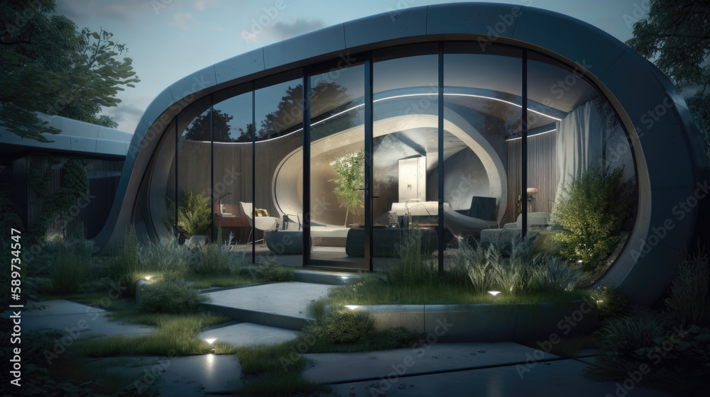 Modern exterior in bionic style. Generative AI