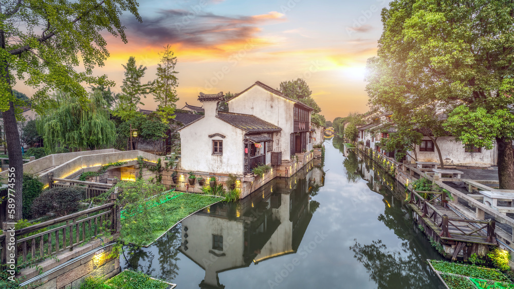 Ancient buildings in the ancient town of Dangkou, Jiangsu, China