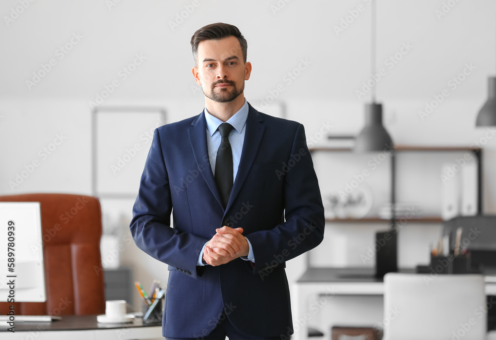 Handsome businessman working in office