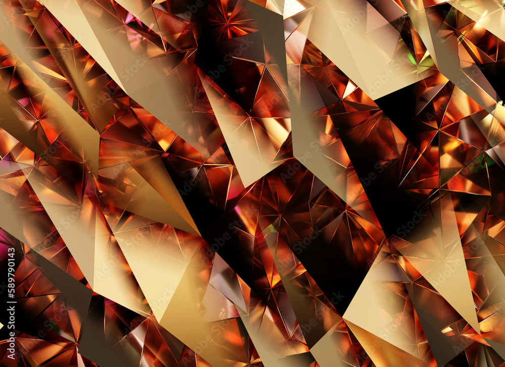 Luxury Abstract Realistic Crystals Texture with Prism Spectrum Caustic Reflection Close Up Backgroun