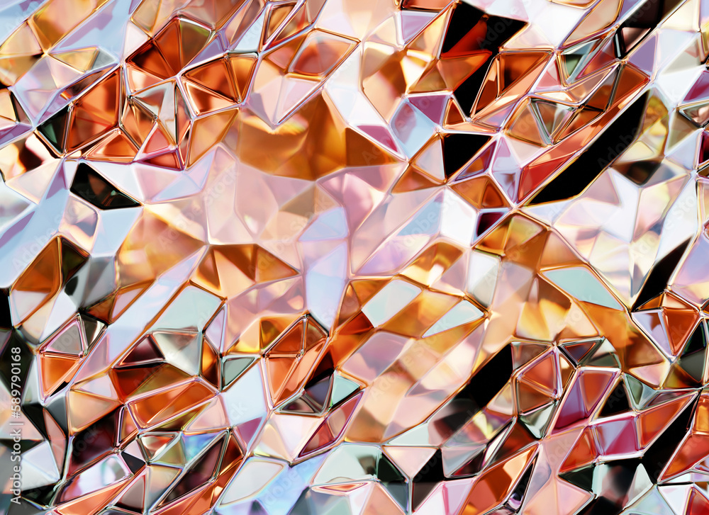 Luxury Abstract Realistic Crystals Texture with Prism Spectrum Caustic Reflection Close Up Backgroun