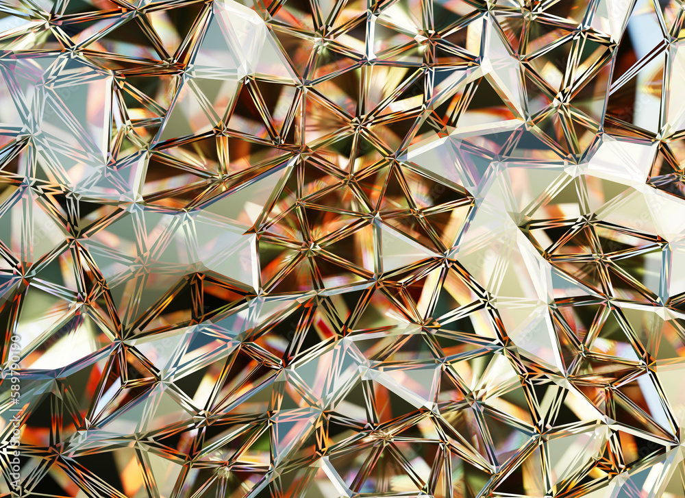 Luxury Abstract Realistic Crystals Texture with Prism Spectrum Caustic Reflection Close Up Backgroun