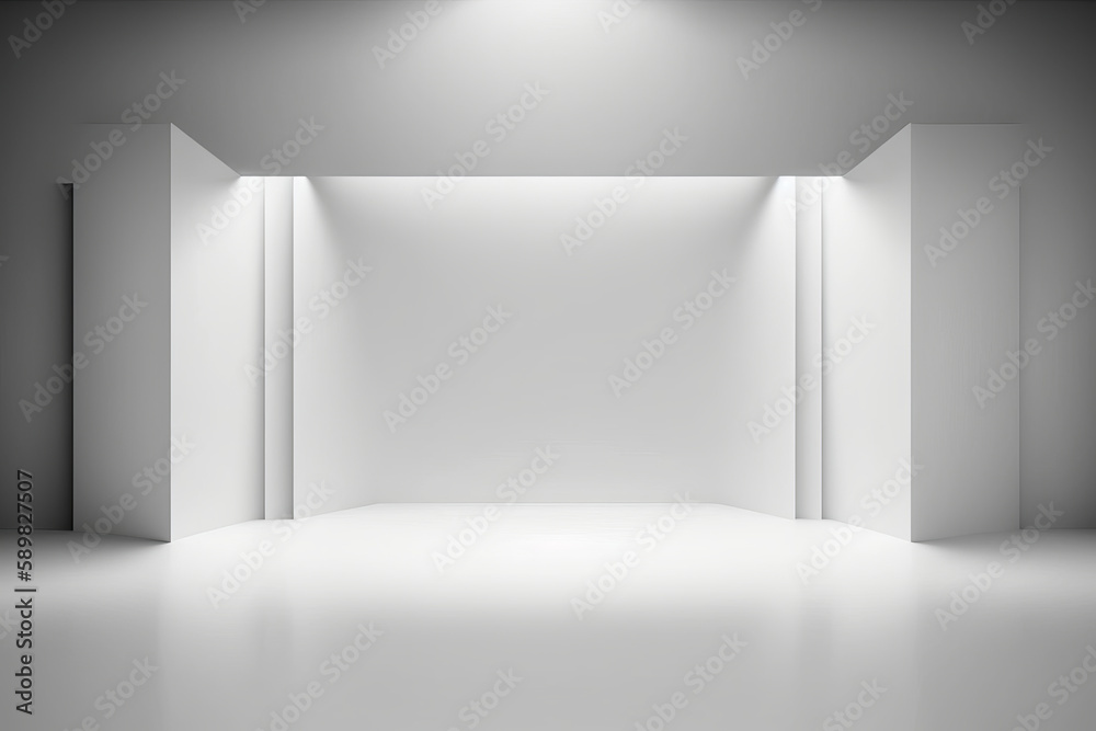 Empty white studio room. Illustration AI Generative.