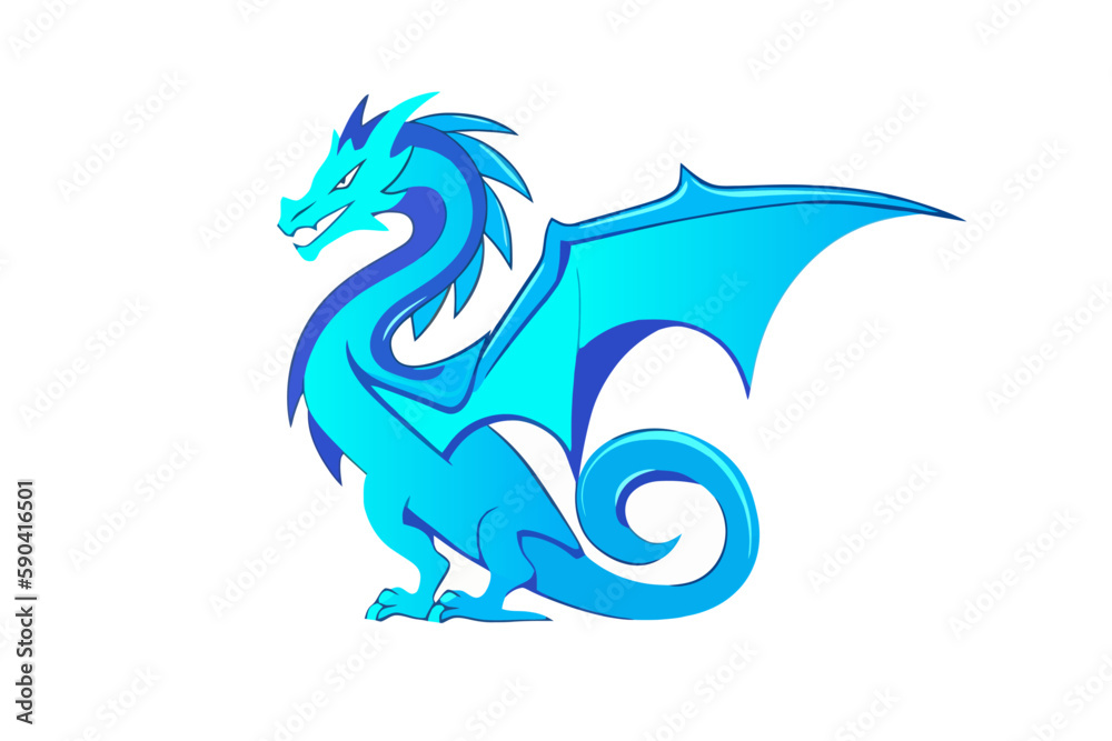 Animated blue dragon artwork illustration concept