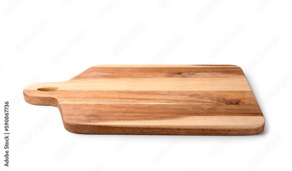 New wooden kitchen board on white background