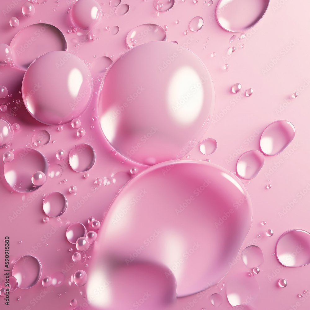 Pink pastel background with drops. Illustration AI Generative.