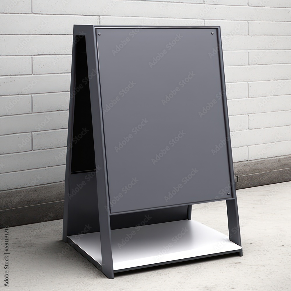 Blank black stand on the background of a cafe, mockup