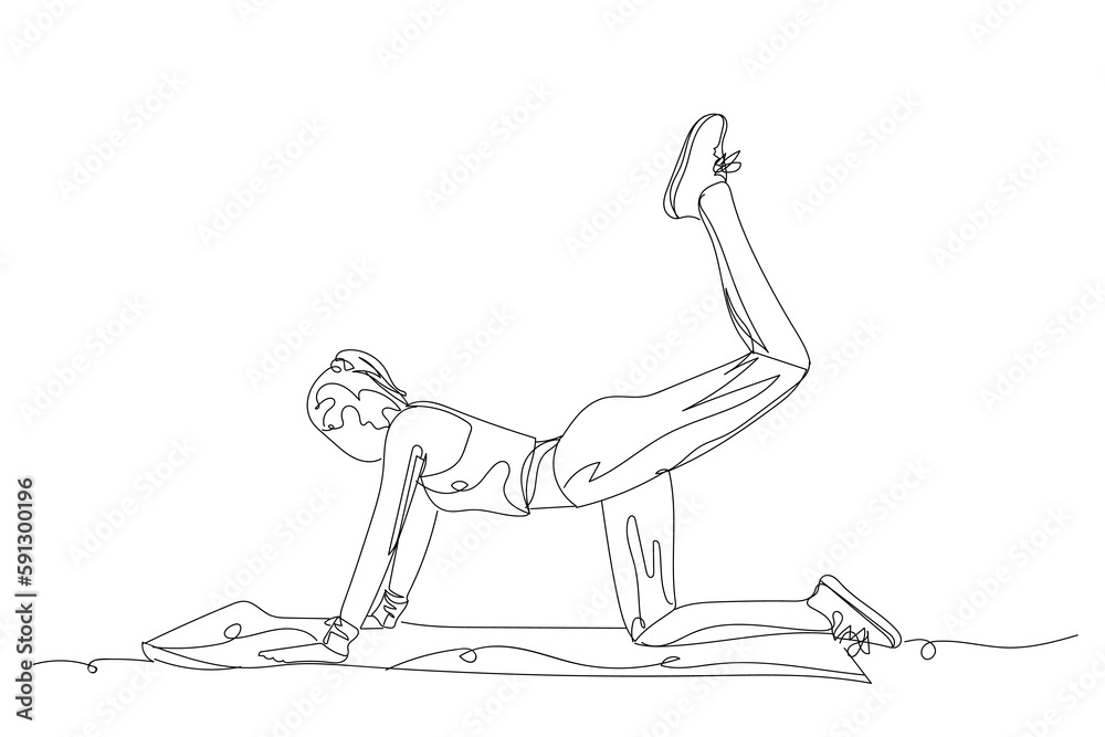 Sporty woman doing exercise on white background