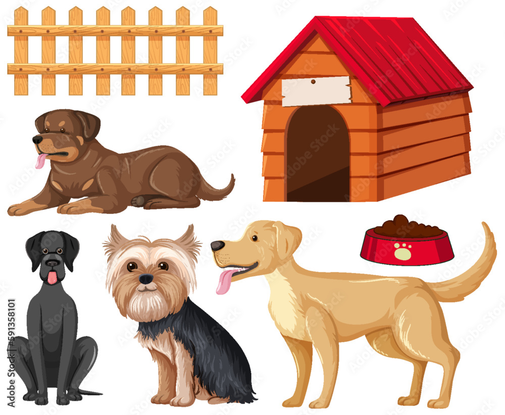 Set of dog cartoon animals