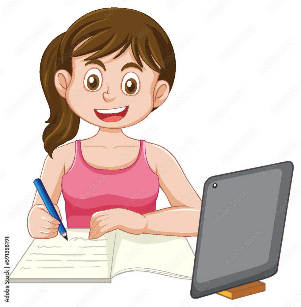 Puberty Girl Doing Homework