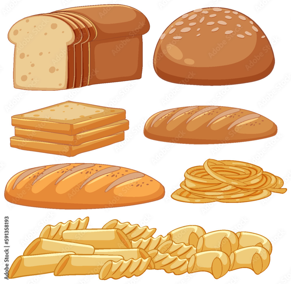 Set of carbohydrates food