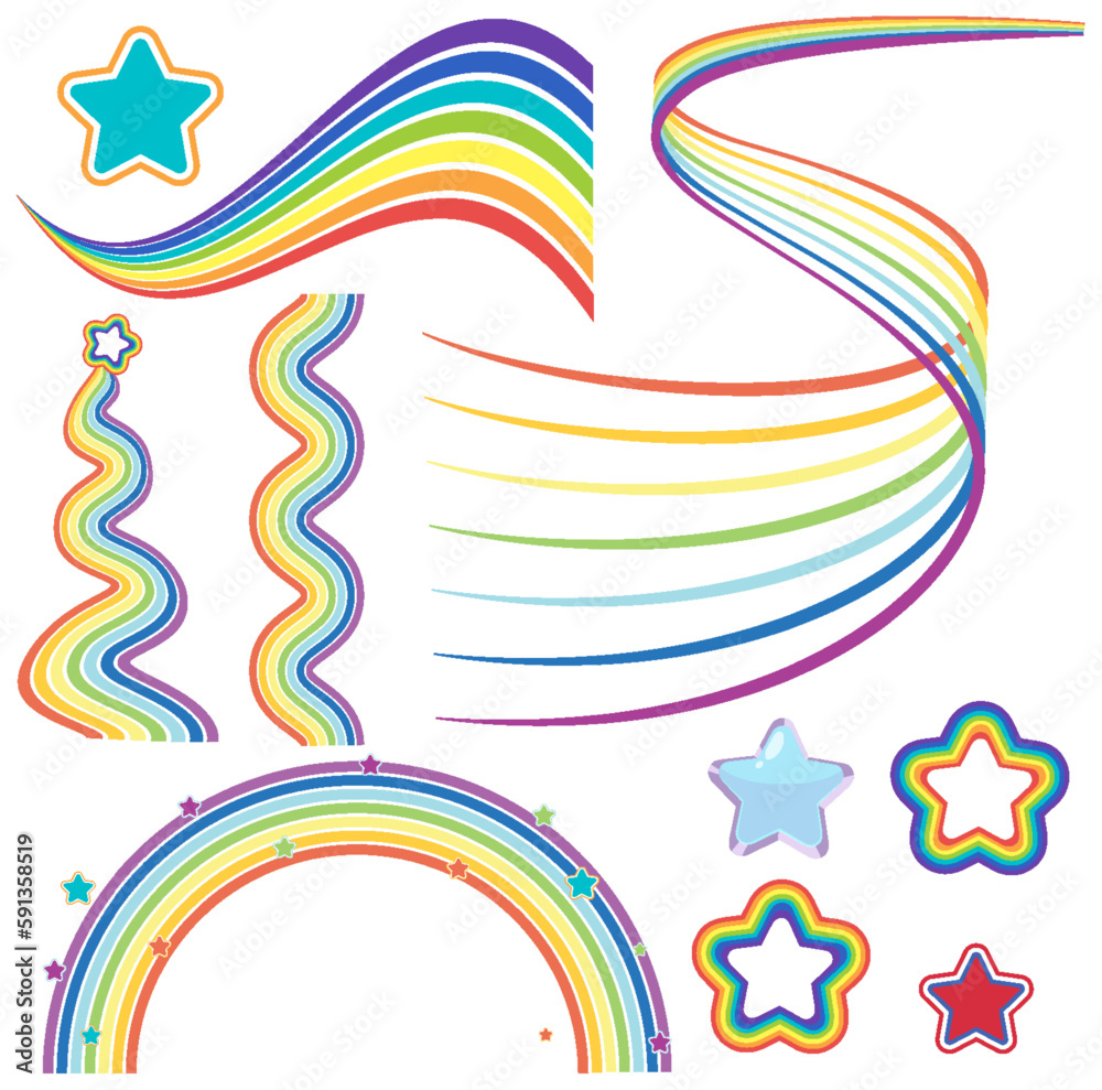 Set of rainbow sign and symbol