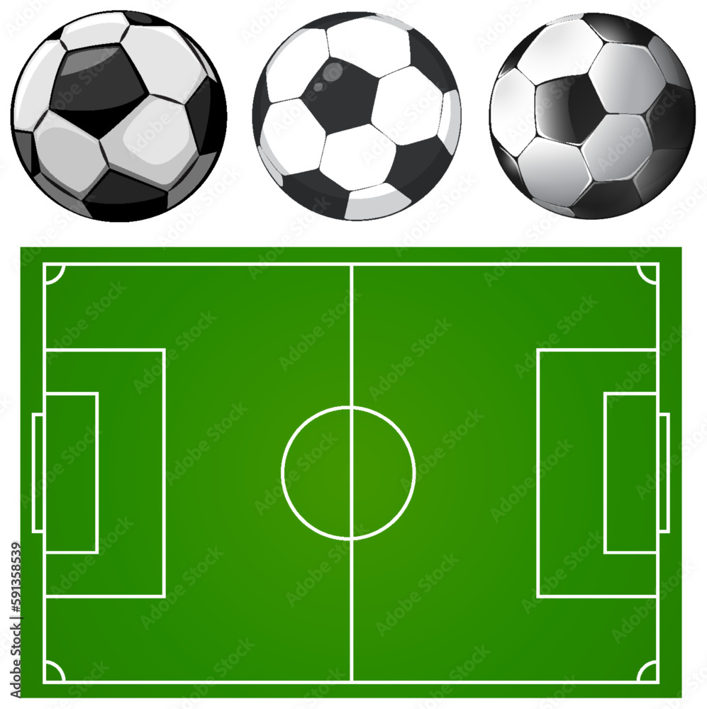 Football pitch with ball vector