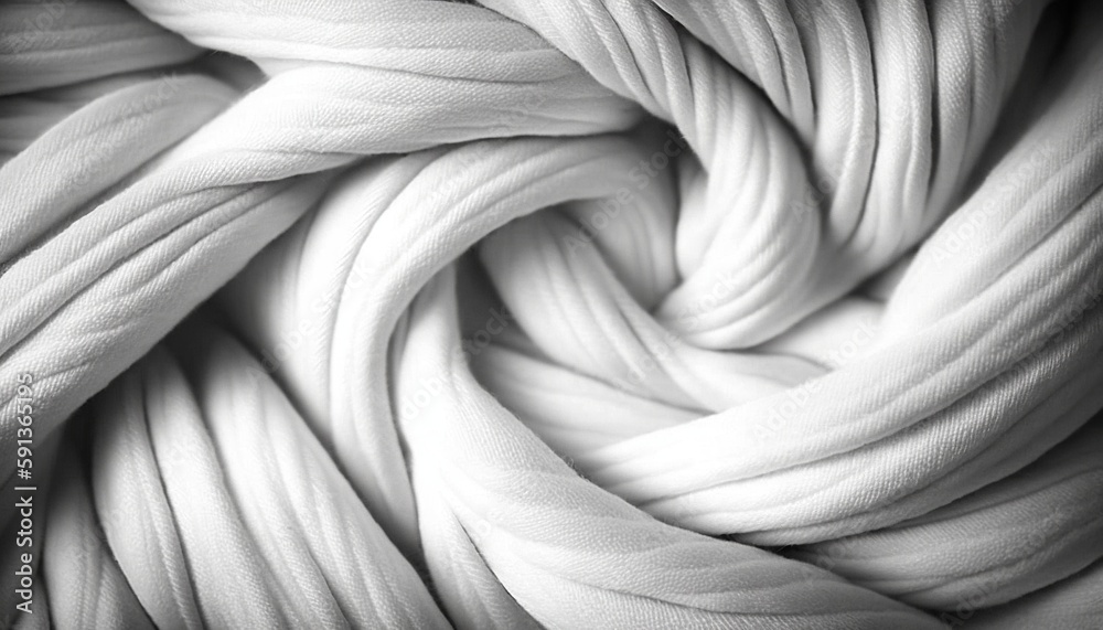 White fabric cloth texture for background, crumpled cotton. Generative AI