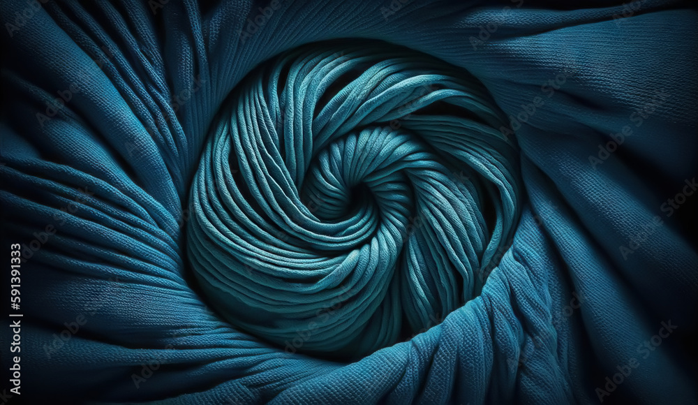 Blue fabric cloth texture for background, crumpled cotton. Generative AI