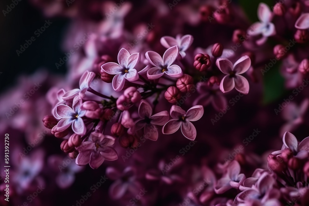  a close up of a bunch of flowers with purple flowers in the middle of the picture and a black backg