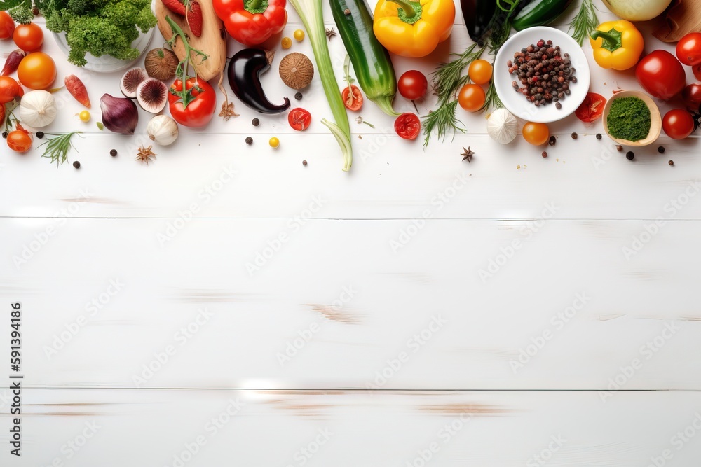  a white table topped with lots of different types of fruits and veggies on top of a white wooden ta