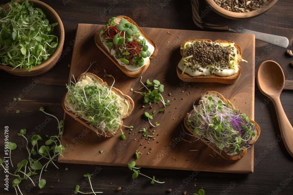  a wooden cutting board topped with lots of different types of food on top of a wooden table next to