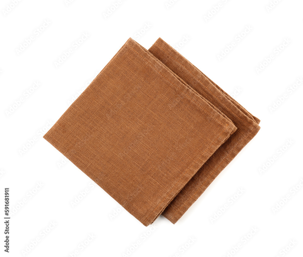 Folded fabric napkins isolated on white background