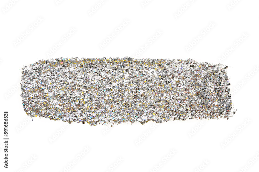 Silver glitter stroke on white background