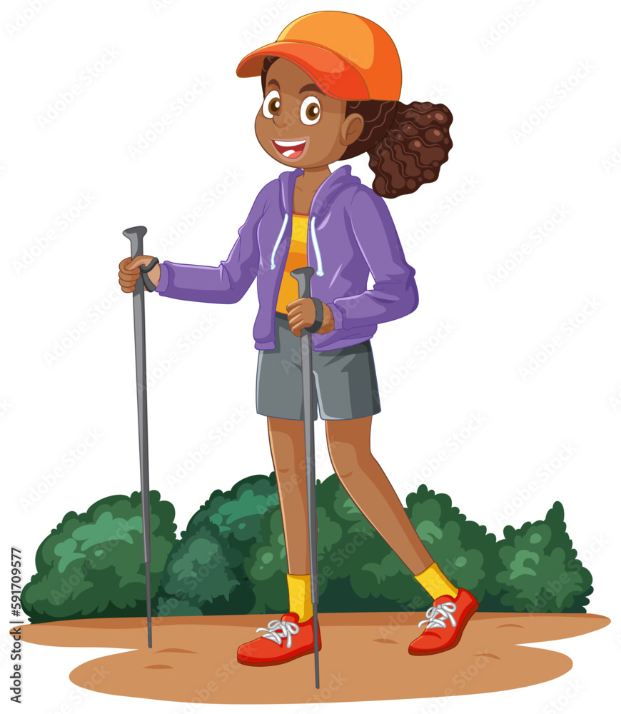 African American Teenage Girl Hiking