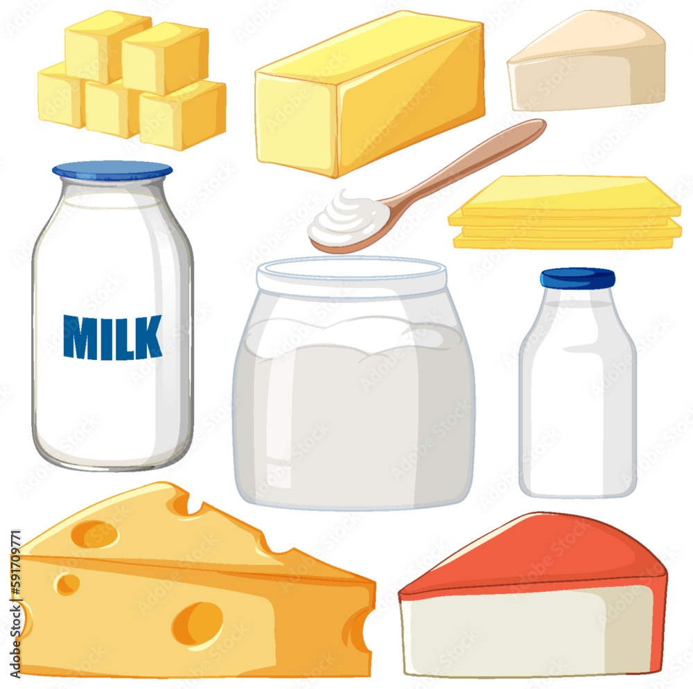 Set of dairy product