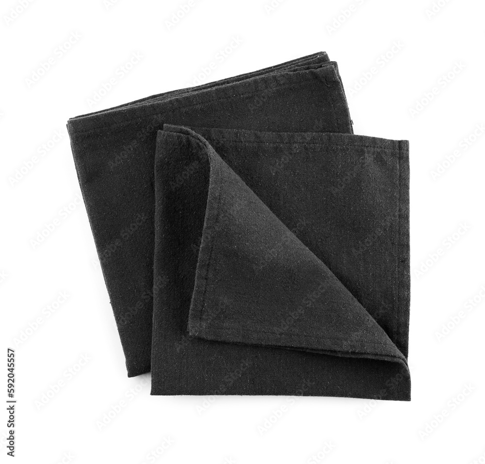 Black napkins isolated on white background