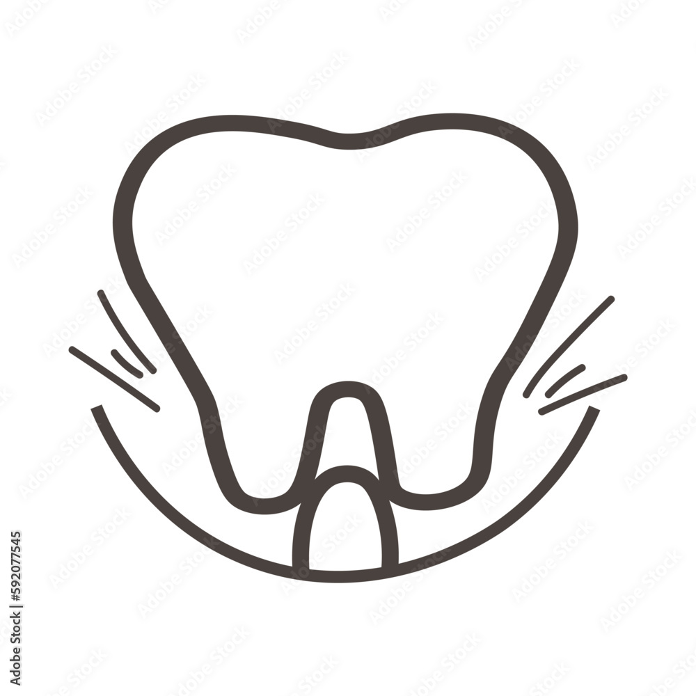 Loss of tooth on white background