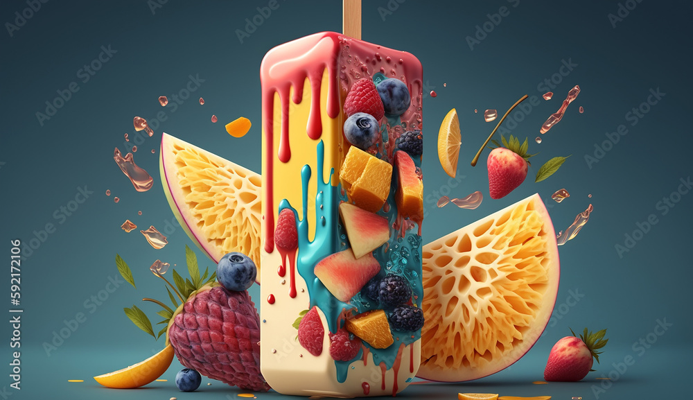 Popsicle with fruity flavors. Generative AI