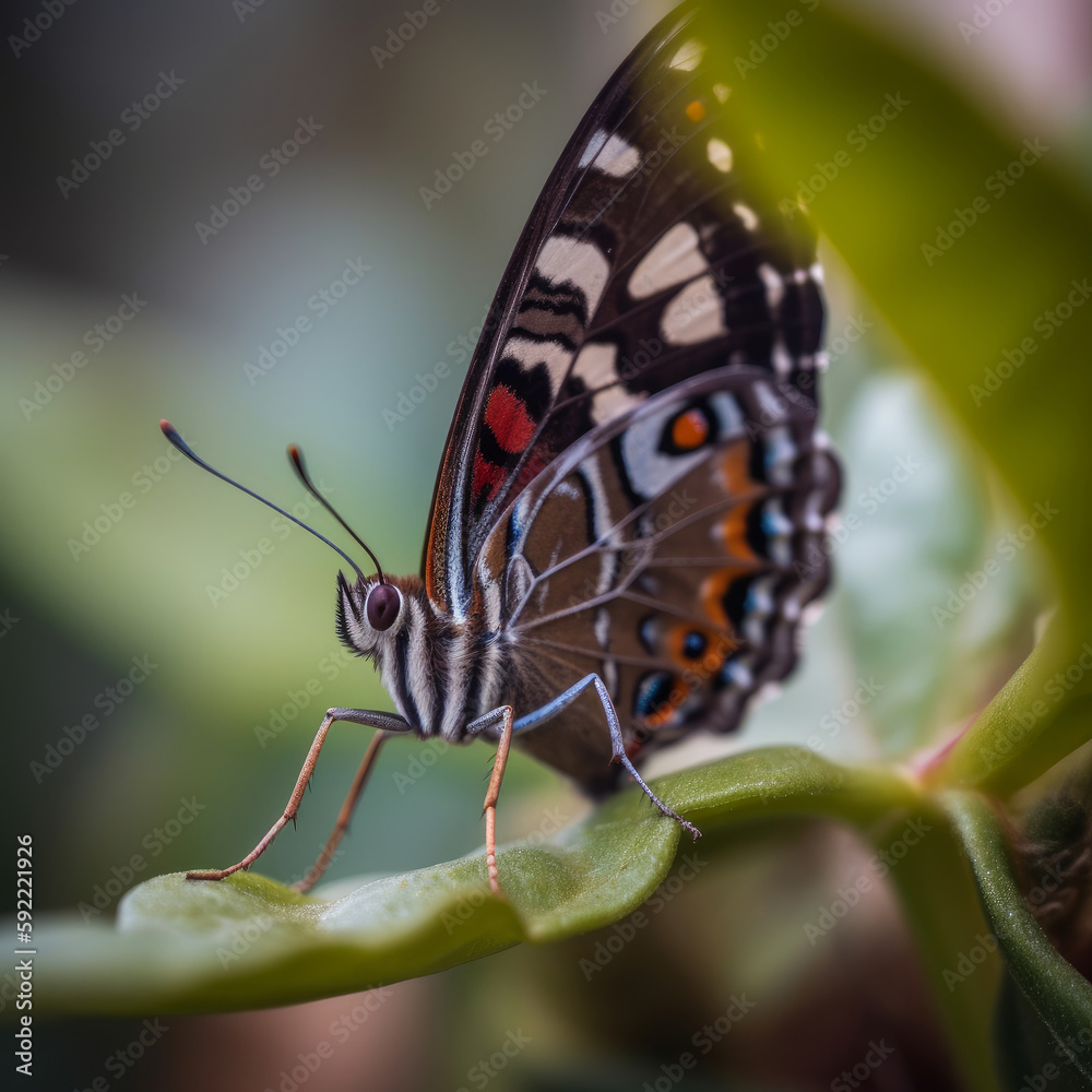 Butterfly on natural background. Illustration AI Generative.