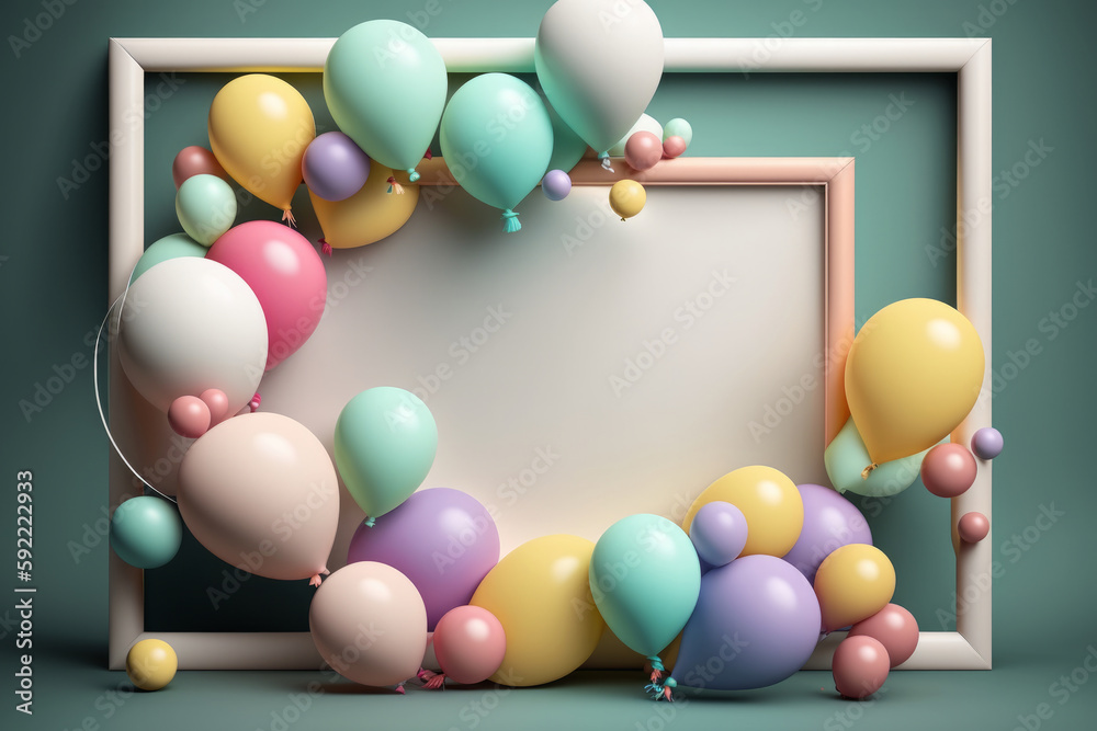 Happy Birthday Background with Balloons. Illustration  AI Generative